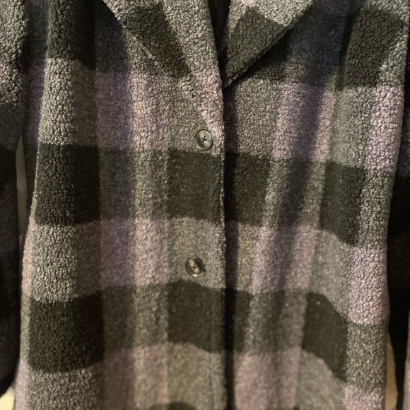 Joan Rivers Regular Buffalo Check Sherpa Teddy Coat Black Large - Picture 3 of 6